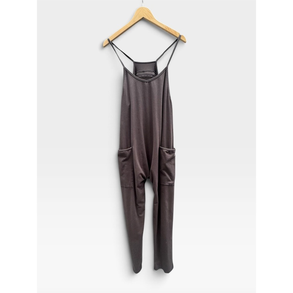 Dark Gray Harem Jumpsuit Women's Small Baggy Relaxed Fit Pockets Back Zip